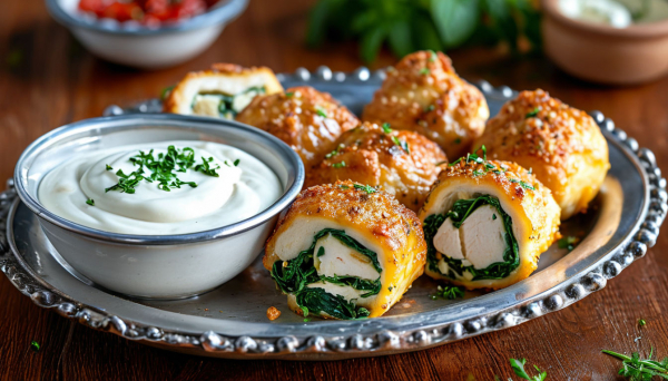 Куриные рулетики с брынзой и шпинатом