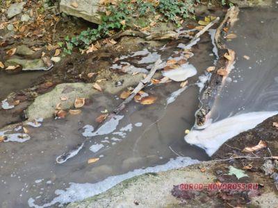 В Новороссийске в водопадах течет грязная вода со странными хлопьями